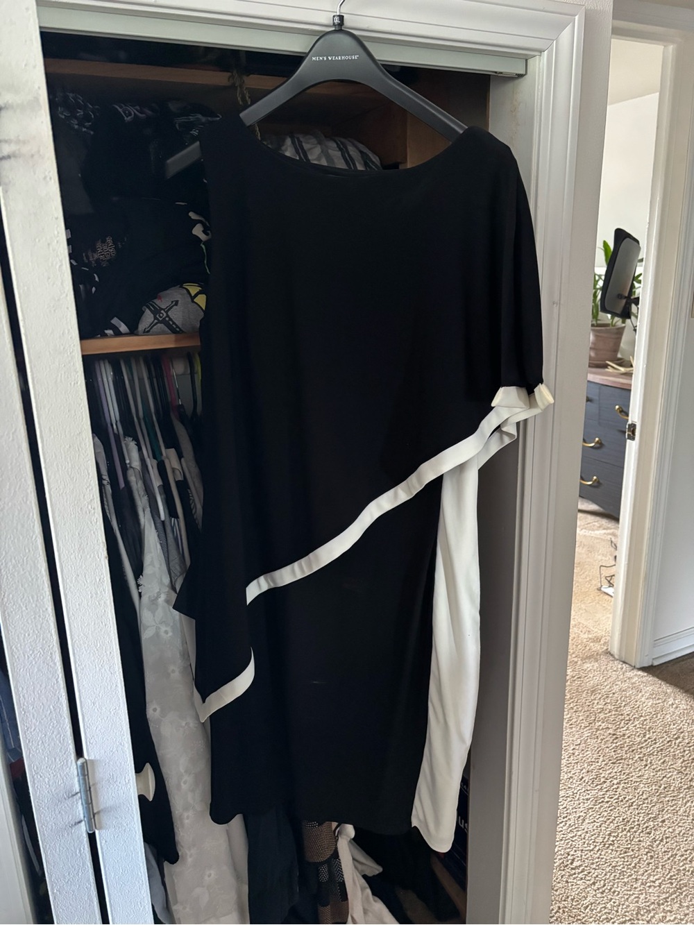 Ralph Lauren Black Asymmetric Dress with White Trim